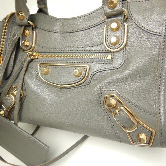 Balenciaga Mini City Bag Shoulder Bag Leather Gray - Picture 3 of 9